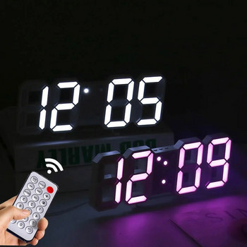 3D LED цифров часовник Нощен режим Регулируем светещ електронен настолен часовник Цифров стенен часовник Декор Офис Домашна стая Декорация