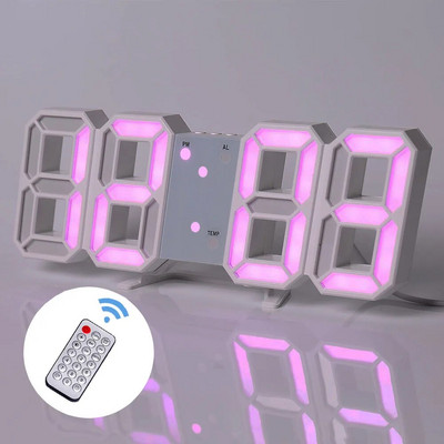3D LED Ψηφιακό ρολόι Νυχτερινή λειτουργία Ρυθμιζόμενο λαμπερό ηλεκτρονικό επιτραπέζιο ρολόι Ψηφιακό ρολόι τοίχου Διακόσμηση γραφείου Διακόσμηση δωματίου