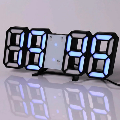 3D LED Ψηφιακό ρολόι Νυχτερινή λειτουργία Ρυθμιζόμενο λαμπερό ηλεκτρονικό επιτραπέζιο ρολόι Ψηφιακό ρολόι τοίχου Διακόσμηση γραφείου Διακόσμηση δωματίου