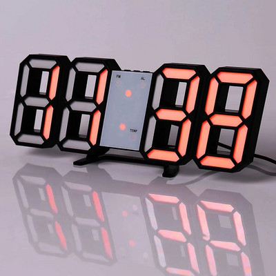 3D LED Ψηφιακό ρολόι Νυχτερινή λειτουργία Ρυθμιζόμενο λαμπερό ηλεκτρονικό επιτραπέζιο ρολόι Ψηφιακό ρολόι τοίχου Διακόσμηση γραφείου Διακόσμηση δωματίου