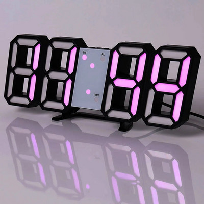 3D LED Ψηφιακό ρολόι Νυχτερινή λειτουργία Ρυθμιζόμενο λαμπερό ηλεκτρονικό επιτραπέζιο ρολόι Ψηφιακό ρολόι τοίχου Διακόσμηση γραφείου Διακόσμηση δωματίου