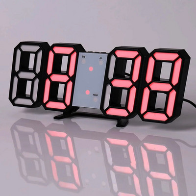3D LED Ψηφιακό ρολόι Νυχτερινή λειτουργία Ρυθμιζόμενο λαμπερό ηλεκτρονικό επιτραπέζιο ρολόι Ψηφιακό ρολόι τοίχου Διακόσμηση γραφείου Διακόσμηση δωματίου