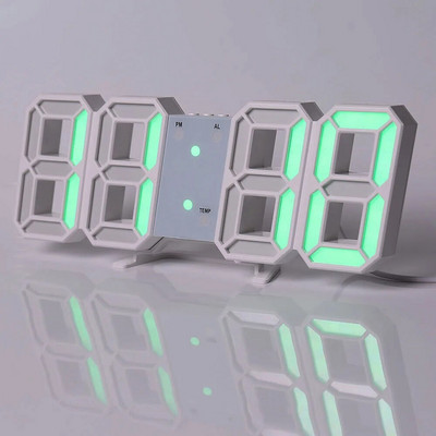 3D LED Ψηφιακό ρολόι Νυχτερινή λειτουργία Ρυθμιζόμενο λαμπερό ηλεκτρονικό επιτραπέζιο ρολόι Ψηφιακό ρολόι τοίχου Διακόσμηση γραφείου Διακόσμηση δωματίου