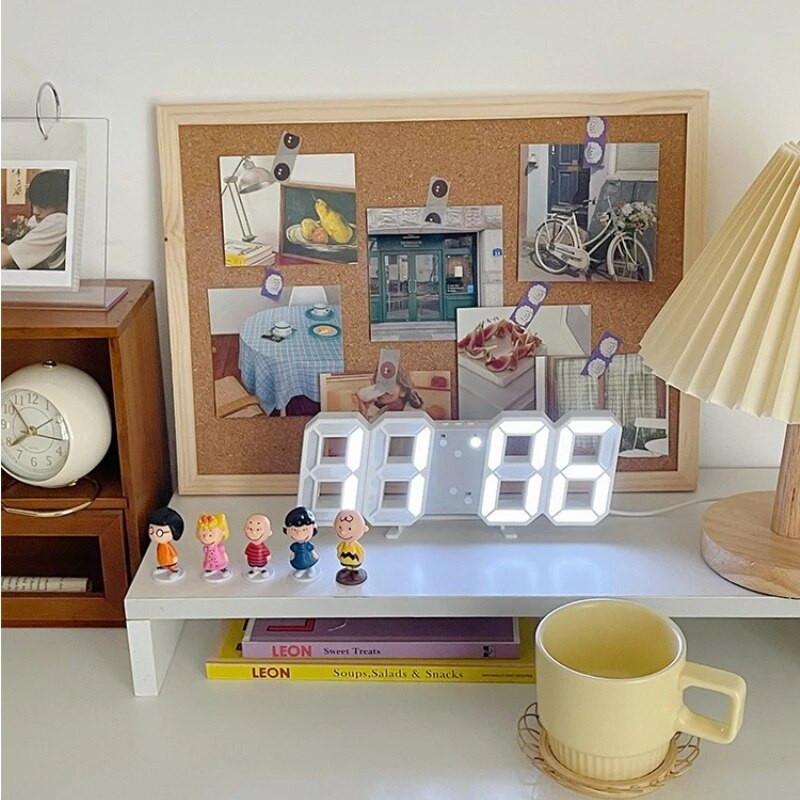 3D LED digitális óra Éjszakai mód Állítható izzó elektronikus asztali óra Digitális falióra Dekoráció Iroda otthoni szoba dekoráció