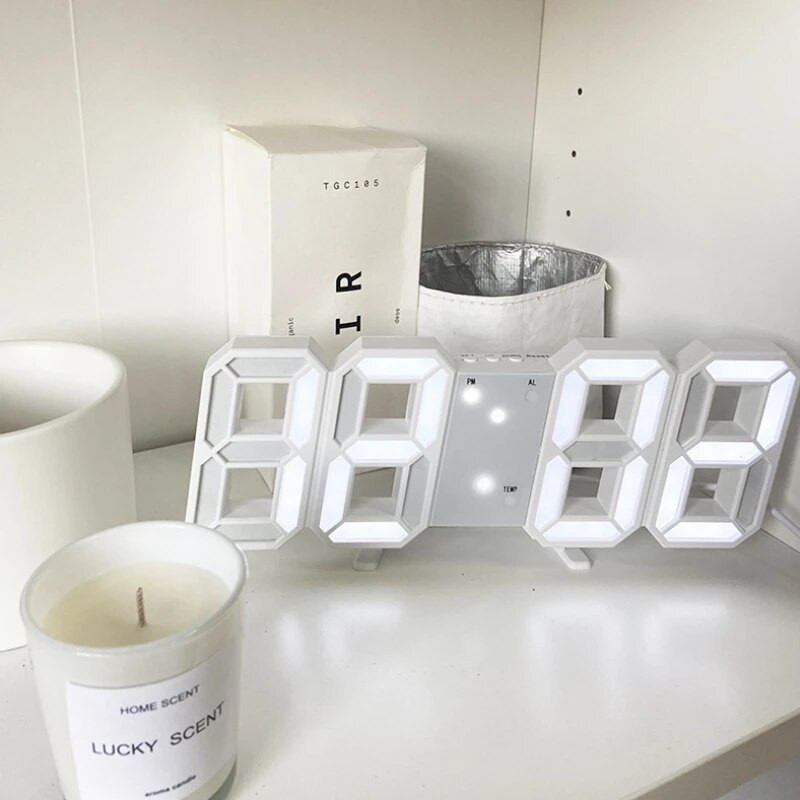 3D LED digitális óra Éjszakai mód Állítható izzó elektronikus asztali óra Digitális falióra Dekoráció Iroda otthoni szoba dekoráció