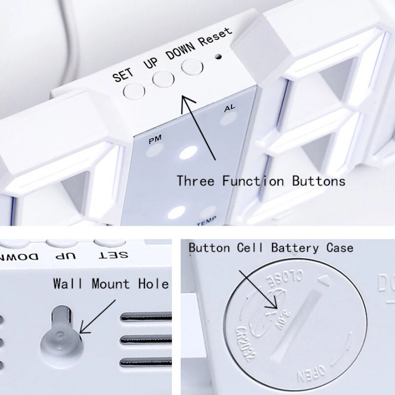 3D LED digitális óra Éjszakai mód Állítható izzó elektronikus asztali óra Digitális falióra Dekoráció Iroda otthoni szoba dekoráció