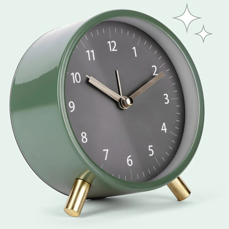 Elemes néma ébresztőóra háttérvilágítású fém borítással, skandináv stílusú óra, hálószoba dekoráció, karácsonyi ajándék, 4,5 hüvelykes