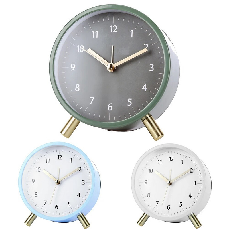 Elemes néma ébresztőóra háttérvilágítású fém borítással, skandináv stílusú óra, hálószoba dekoráció, karácsonyi ajándék, 4,5 hüvelykes