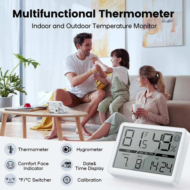 Deeyaple hőmérséklet páratartalom érzékelő mini asztali óra dátum nagy kijelzős beltéri kültéri hordozható mágneses utazó órával