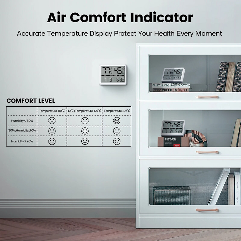 Deeyaple hőmérséklet páratartalom érzékelő mini asztali óra dátum nagy kijelzős beltéri kültéri hordozható mágneses utazó órával