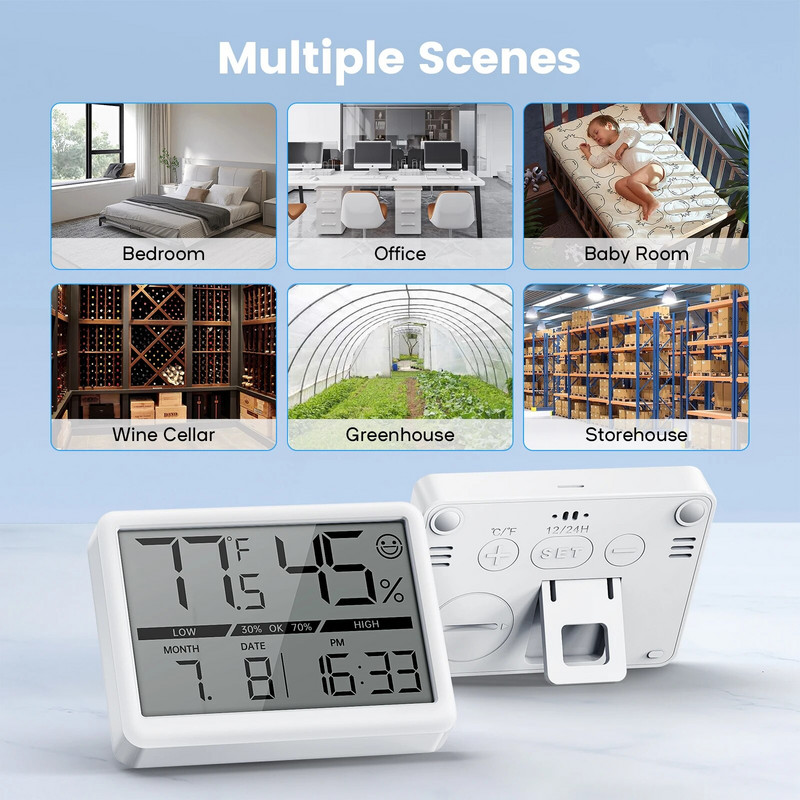 Deeyaple hőmérséklet páratartalom érzékelő mini asztali óra dátum nagy kijelzős beltéri kültéri hordozható mágneses utazó órával