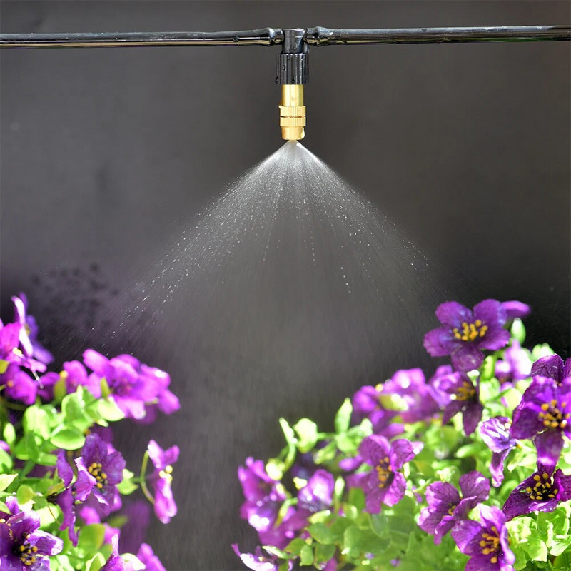 Állítható sárgaréz fúvóka csatlakozás 1/4 1/2 hüvelykes tömlő kerti spray hűtő öntözőrendszer