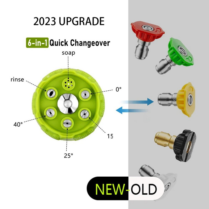 Nagynyomású mosófúvókák univerzális 4000 Psi 6 az 1-ben nagynyomású mosó permetező forgó öntözőfúvóka hegye Kert tisztítása