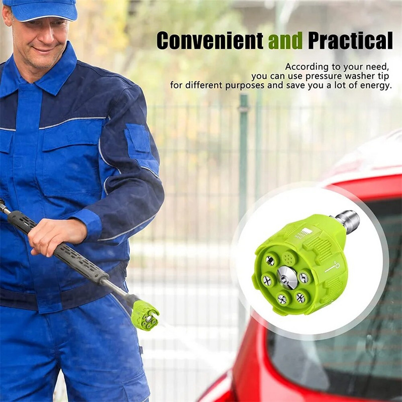 Nagynyomású mosófúvókák univerzális 4000 Psi 6 az 1-ben nagynyomású mosó permetező forgó öntözőfúvóka hegye Kert tisztítása