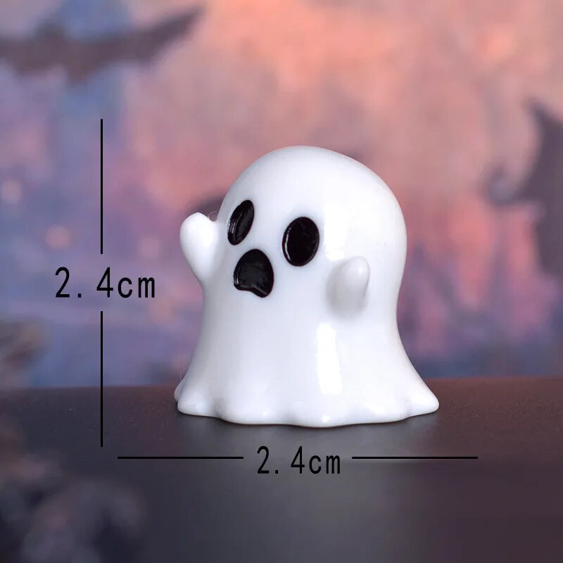 Miniatűr figura, szép rajzfilm sütőtök szellem mikro tájdíszek Halloween dekorációhoz Otthoni irodai íróasztal szoba dekoráció