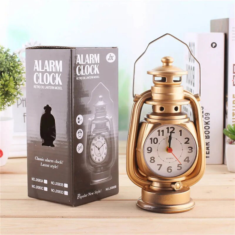 Kreatív vintage ébresztőóra Retro petróleum fényű asztali óra személyre szabott varázslatos nappali dekoráció kézműves dísz