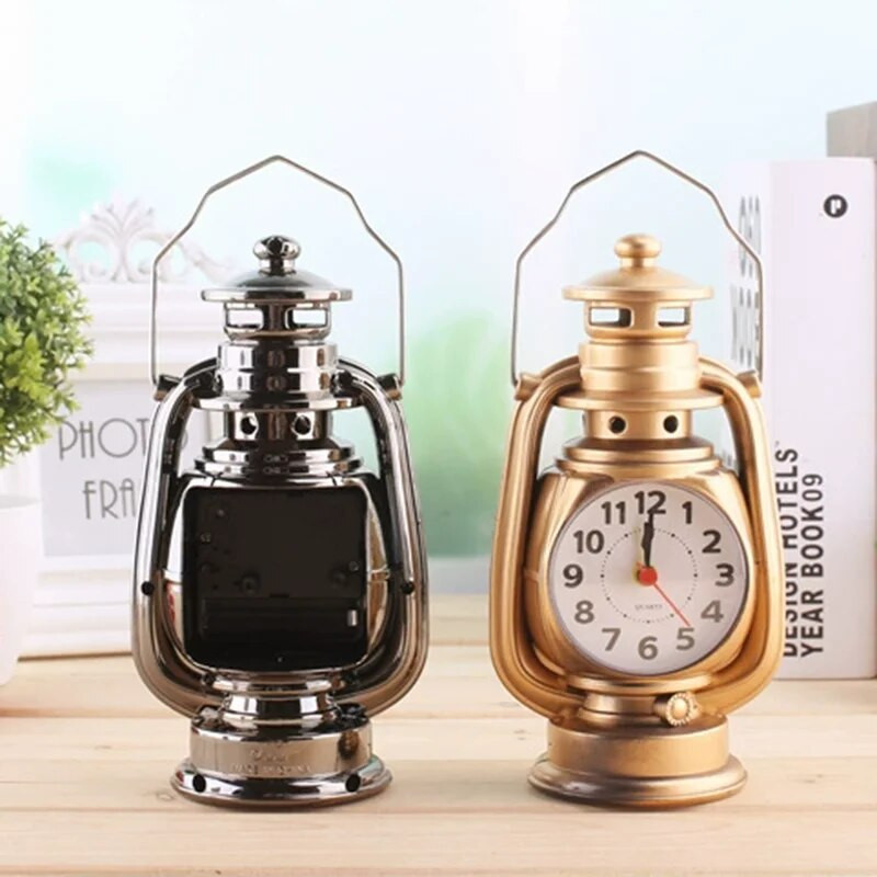 Kreatív vintage ébresztőóra Retro petróleum fényű asztali óra személyre szabott varázslatos nappali dekoráció kézműves dísz