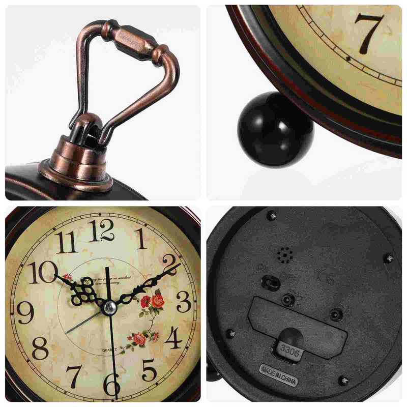 Asztali óra dekoráció Íróasztal Nappali Vintage riasztó Hálószoba Régi vágású fémórák