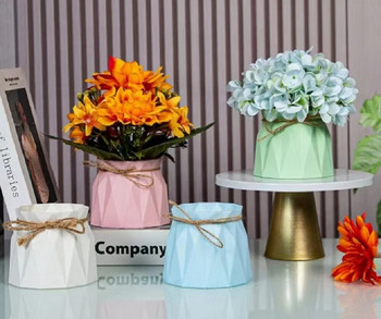 Macaron Πολύχρωμο Nordic Modern Imitation Κεραμικό Πλαστικό Βάζο Λουλούδι Invincible Wedding Birthday Art Διακόσμηση σπιτιού
