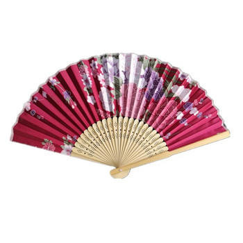 Копринено ветрило в китайски японски стил, сгъваема декорация на дома, реколта, арт, занаяти, подарък, парти, танцова щампа, шарка на цветя, ръчно ветрило, подарък