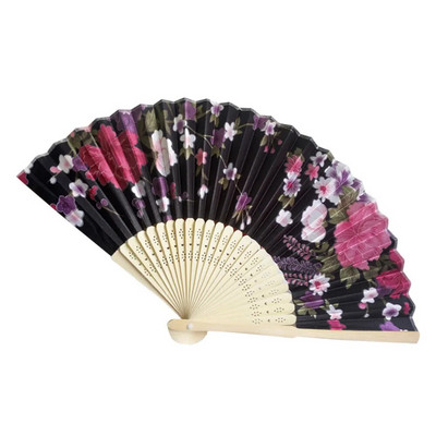 Silk Fan Κινέζικη Ιαπωνική Πτυσσόμενη Διακόσμηση Σπιτιού Vintage Art Craft Δώρο Πάρτυ Χορού Εκτύπωση Μοτίβο λουλουδιών Δώρο Χέρι Βεντάλια