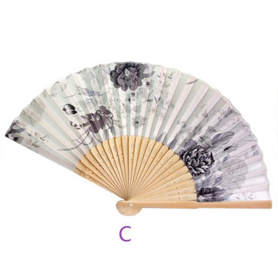 Silk Fan Κινέζικη Ιαπωνική Πτυσσόμενη Διακόσμηση Σπιτιού Vintage Art Craft Δώρο Πάρτυ Χορού Εκτύπωση Μοτίβο λουλουδιών Δώρο Χέρι Βεντάλια