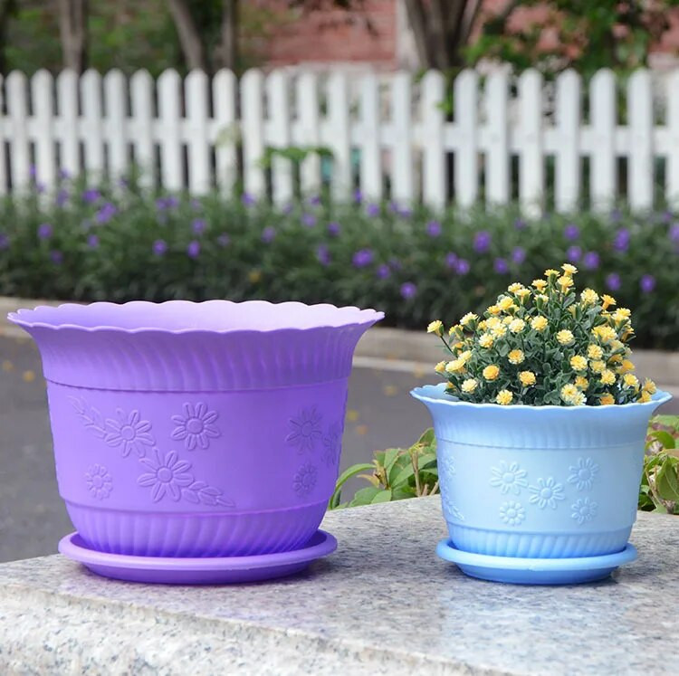 PP patvarūs augalų gėlių vazonai Gana vientisa spalvota spauda Sustorėję žali ridikai Mėsingi gėlių vazonai su dėklu namų sodo įrankiu