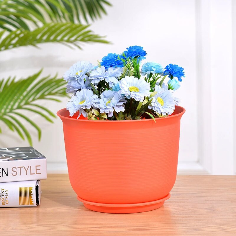 1db tálcával Piros Szürke Kék Fehér Skandináv stílusú Ültetés Virág Zöld Növényi gyanta műanyag virágcserép