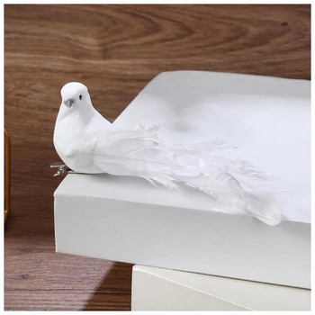 Изкуствен бял гълъб, пластмасово перо, любов, мир, гълъби, симулация на птици, фигурки, домашна маса, градина, висяща декорация, подарък