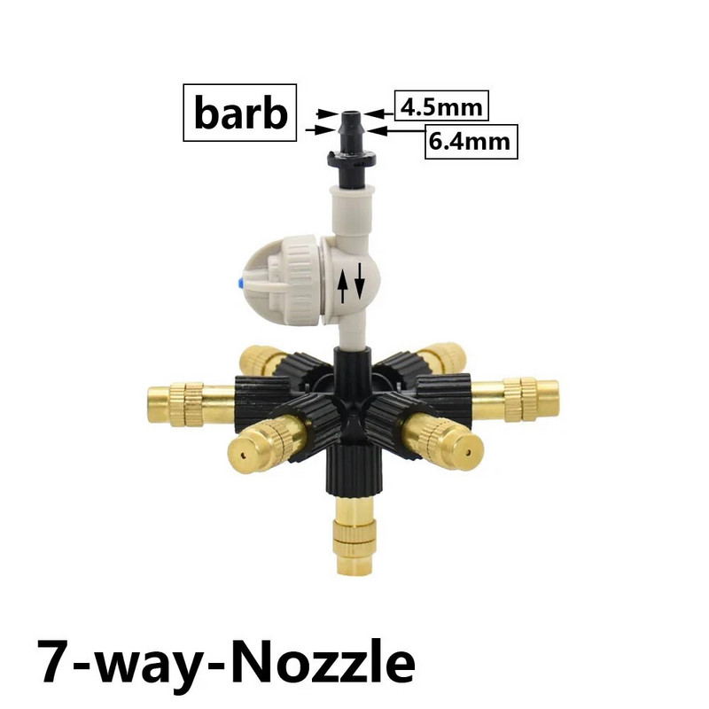 Kerti üvegházhatású porlasztó öntözőrendszer 4/5/6/7 irányban állítható sárgaréz permetezőkészlet Park botanikus kert tereprendezési eszköz