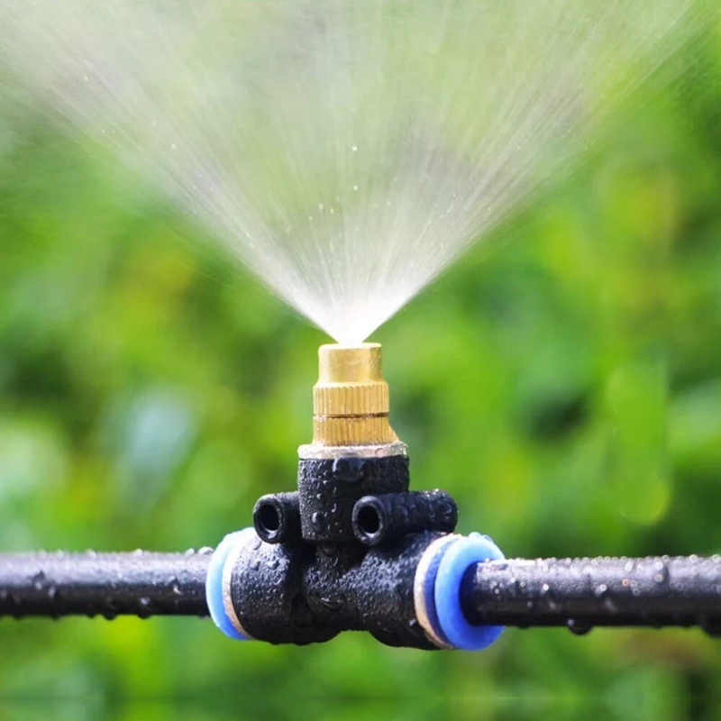 6/10/20 készletek állítható réz permetező fúvókával univerzális permetező 8 mm-es T-csatlakozóval öntözéshez, öntözés hűtéséhez