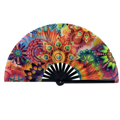 Πτυσσόμενος ανεμιστήρας Bamboo Bone Fans Πολύχρωμοι θαυμαστές Rave Ζωντανοί ανεμιστήρες χεριών μπαμπού για πάρτι χορού φεστιβάλ Διακοσμητικά δώρα για άνδρες