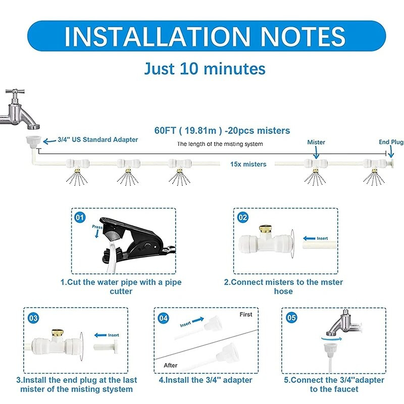 6/9/12/15/18 m hűtővíz köd permetező rendszer kerti porlasztó növények öntöző locsoló kültéri permetező készlet üvegházhoz