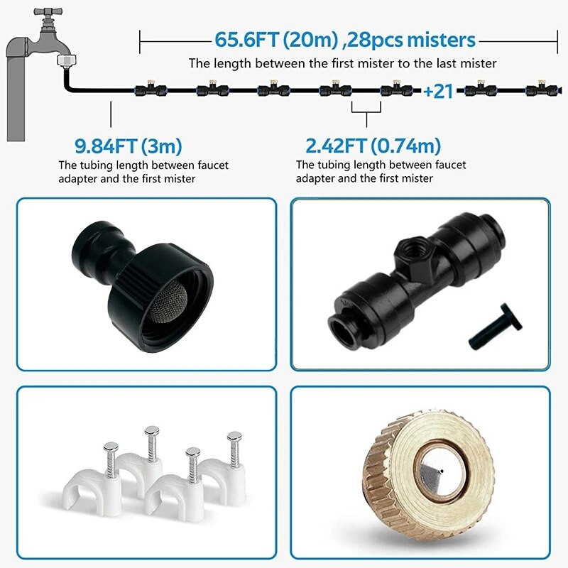 6/9/12/15/18 m hűtővíz köd permetező rendszer kerti porlasztó növények öntöző locsoló kültéri permetező készlet üvegházhoz