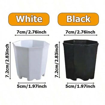 10 τμχ Οκτάγωνη γλάστρα Μαύρη Λευκή Πλαστική Συμπαγής Μικρή Γλάστρα Σπορόφυτο Επιτραπέζια Διακόσμηση Χυμώδους Συνδυασμός Breathable TMZ