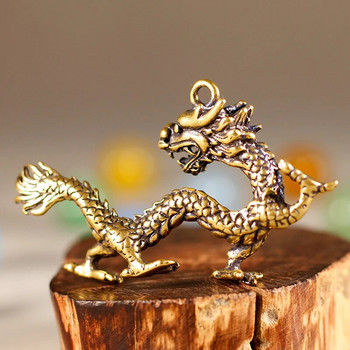 Китайски звяр Статуя на дракон Бронзова фигурка Орнаменти Антична мед Митично животно Миниатюрна колекция занаяти за декорация на дома
