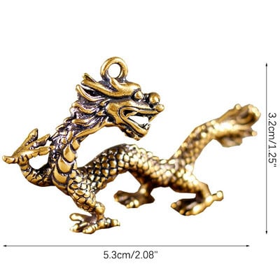 Chinese Beast Dragon Statue Bronze Figurine Ornaments Antique Copper Mythical Animal Miniature Home Decoration Crafts Collection