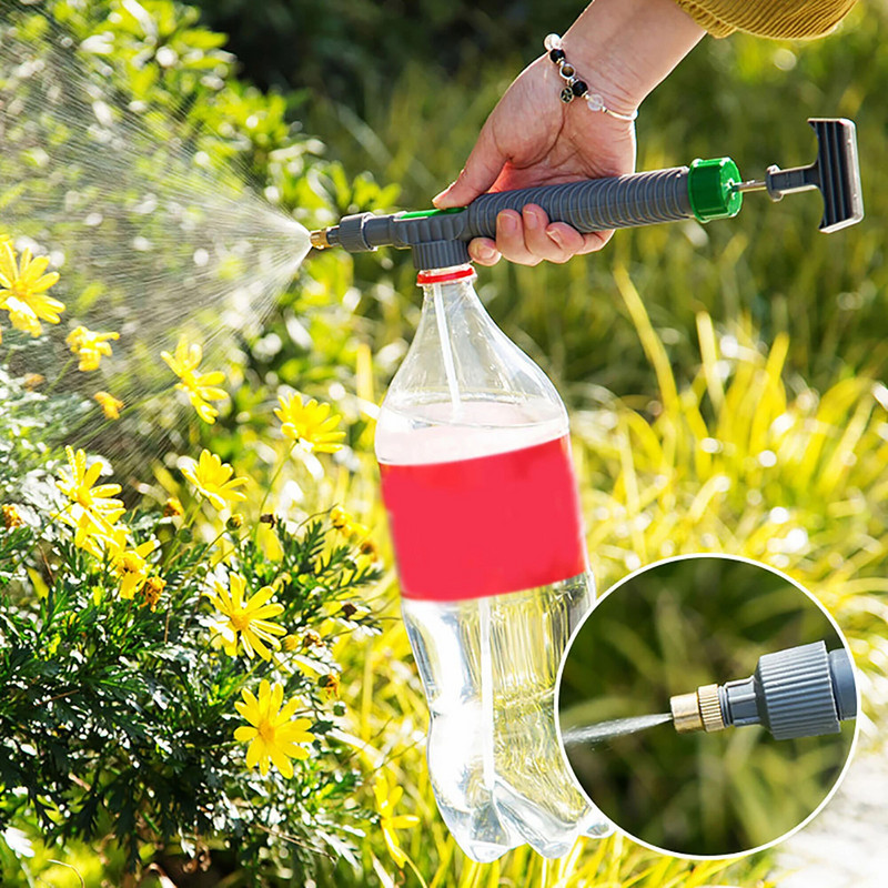 360 fokos nagynyomású levegőszivattyú kézi permetező, állítható italos palack locsoló kerti öntözés mini hordozható spray