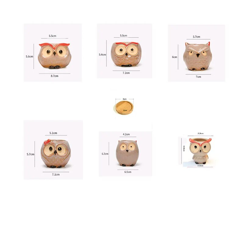 Kerámia bagoly virágcserép Kert Irodadekoráció Zamatos Mini Bagoly Virágcserép Aranyos Állat Virágcserép Kaktusz növények Ültetőgépek