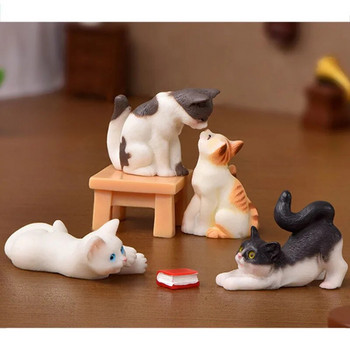 Χαριτωμένο στολίδι σκαμπό γάτας για παιδιά Παιδιά μωρό γατάκι κήπου Στολίδι Δώρο Διακόσμηση δωματίου Παιχνίδι Μινιατούρα ειδώλια Διακόσμηση σπιτιού