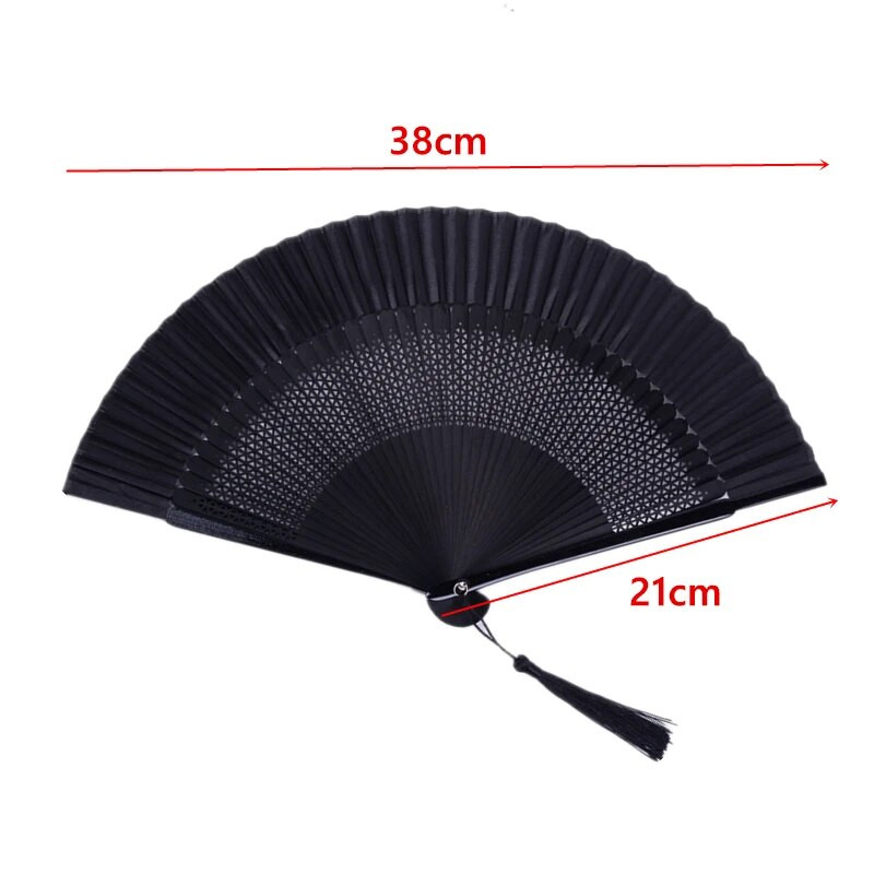 Kínai stílusú fekete legyező összecsukható női klasszikus tánc kézműves összecsukható ventilátor