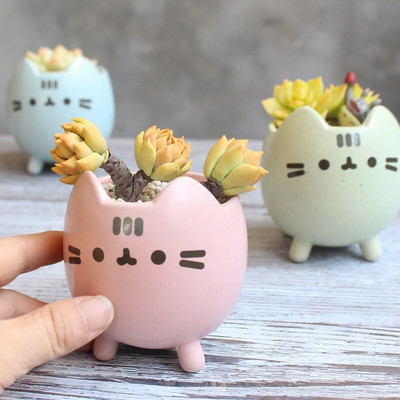 Κεραμική γλάστρα Cute Cat Succulent Plant Pots Vase Simulation Planters for Indoor Plants Animal Cartoon Pots Διακόσμηση σπιτιού