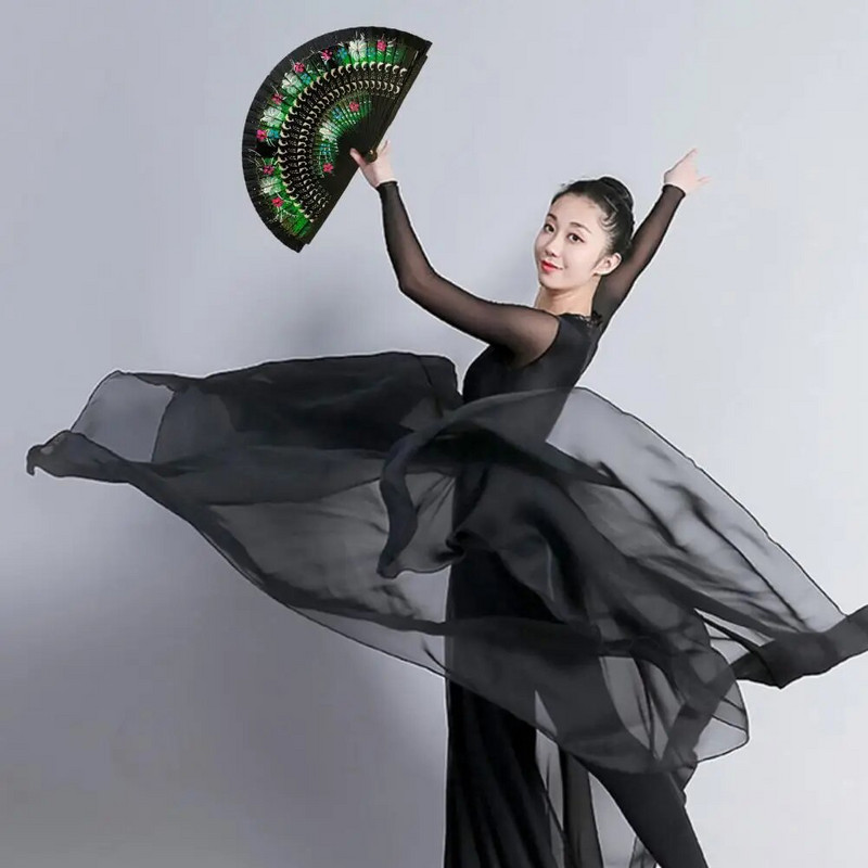 Egyszerű táncoló nyomat fa spanyol kézi legyező, gyönyörű mintás kézi legyező fa klasszikus táncos kézi ventilátor napi használat