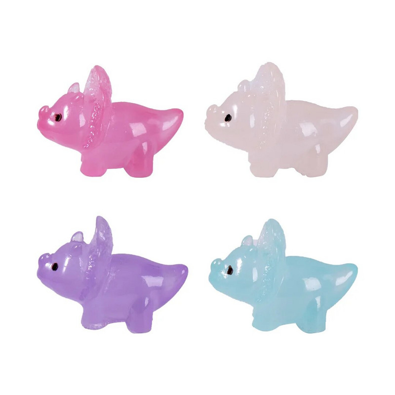 50 DB Noctilucent dinoszauruszgyanta miniatűr figurák világító triceratops moha mikrotáj dekoráció tündérkert lakberendezés