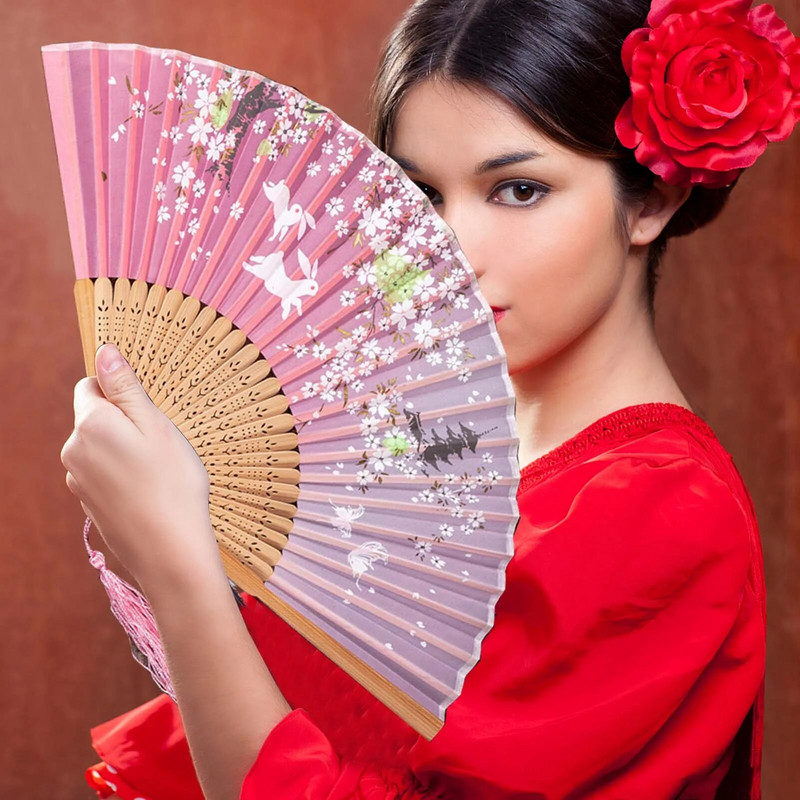 Vintage stílusú selyem összecsukható legyező kínai japán mintás művészet kézműves ajándék lakberendezési díszek táncos kézlegyező esküvői kézlegyező