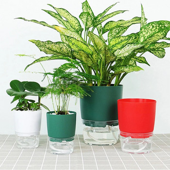 1 τεμ. γλάστρα φυτών αυτοποτιζόμενη Διαφανής πλαστική γλάστρα διπλής στρώσης αποθήκευσης νερού αυτόματη απορρόφηση νερού γλάστρα