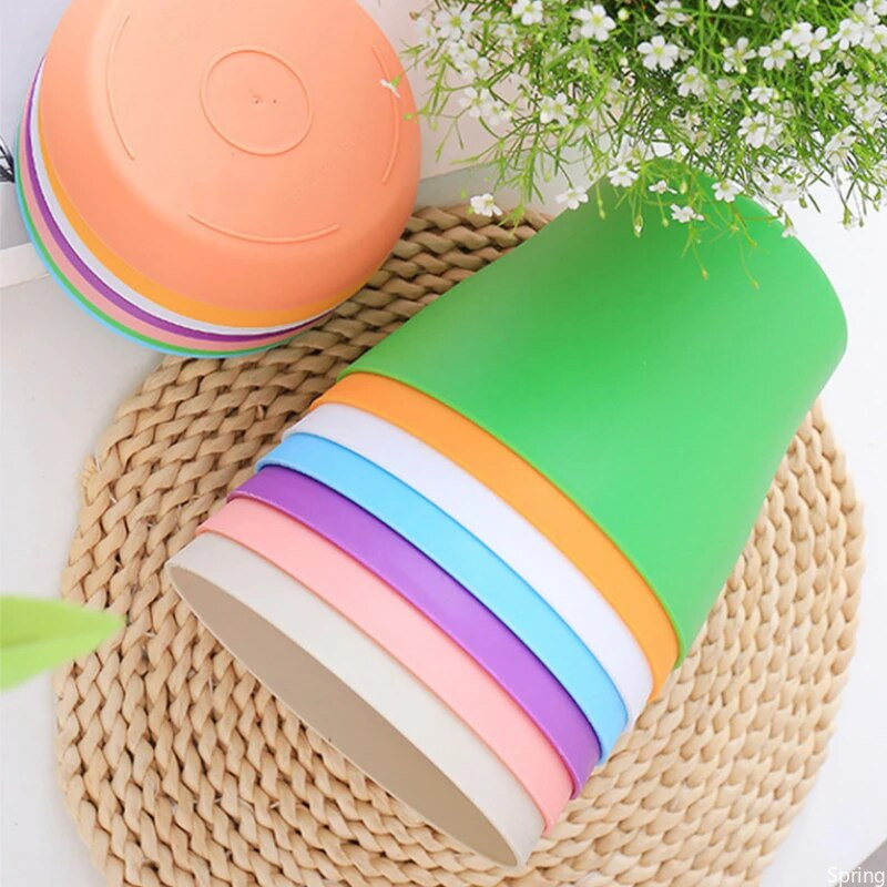 Műanyag virágcserép kerek zamatos növény Virágcserep mini irodai virágtartó dekoráció Kertészet virágcserép Többszínű otthoni növényi kellékek