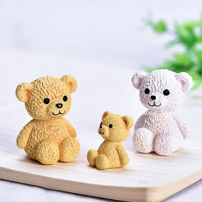 1 бр. Фигурки от смола Kawaii Bear Miniature Craft Fairy Garden Ornament Миниатюрна куклена къща Аксесоари за декорация на дома Горещи разпродажби