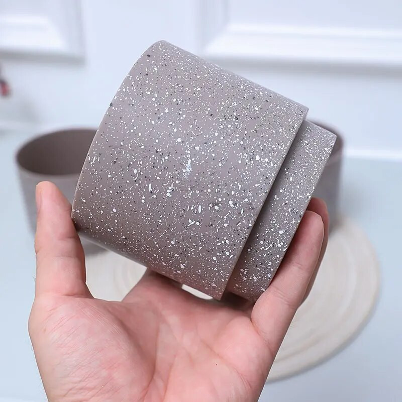 3 DB 10X9CM(H) Hengeres Egyenes edény - szürke. Fekete-fehér európai stílusú dekoráció Szállodai szoba Nappali Erkély, stb