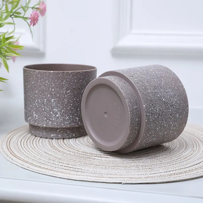 3 DB 10X9CM(H) Hengeres Egyenes edény - szürke. Fekete-fehér európai stílusú dekoráció Szállodai szoba Nappali Erkély, stb